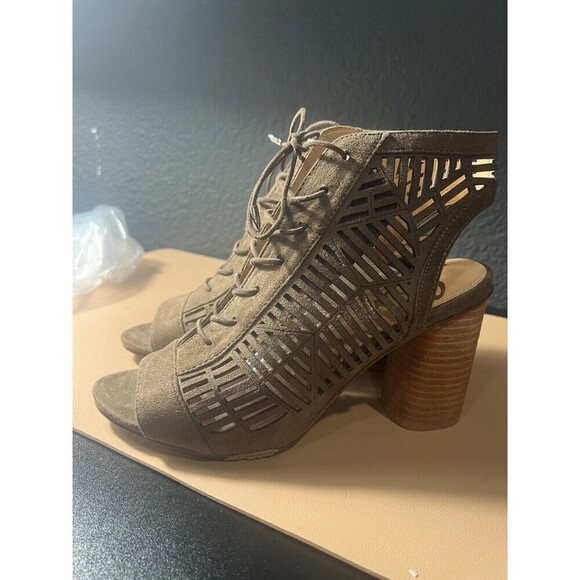 Sam Edelman Rocco Bootie Sandals Womens Size 8.5 Brown Suede Cage Cutout Lace Up - Picture 2 of 10
